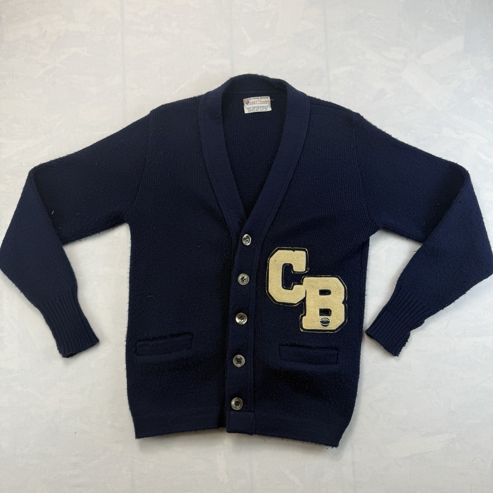 True Vintage Varsity Letterman Cardigan Navy CB Patch Mens S